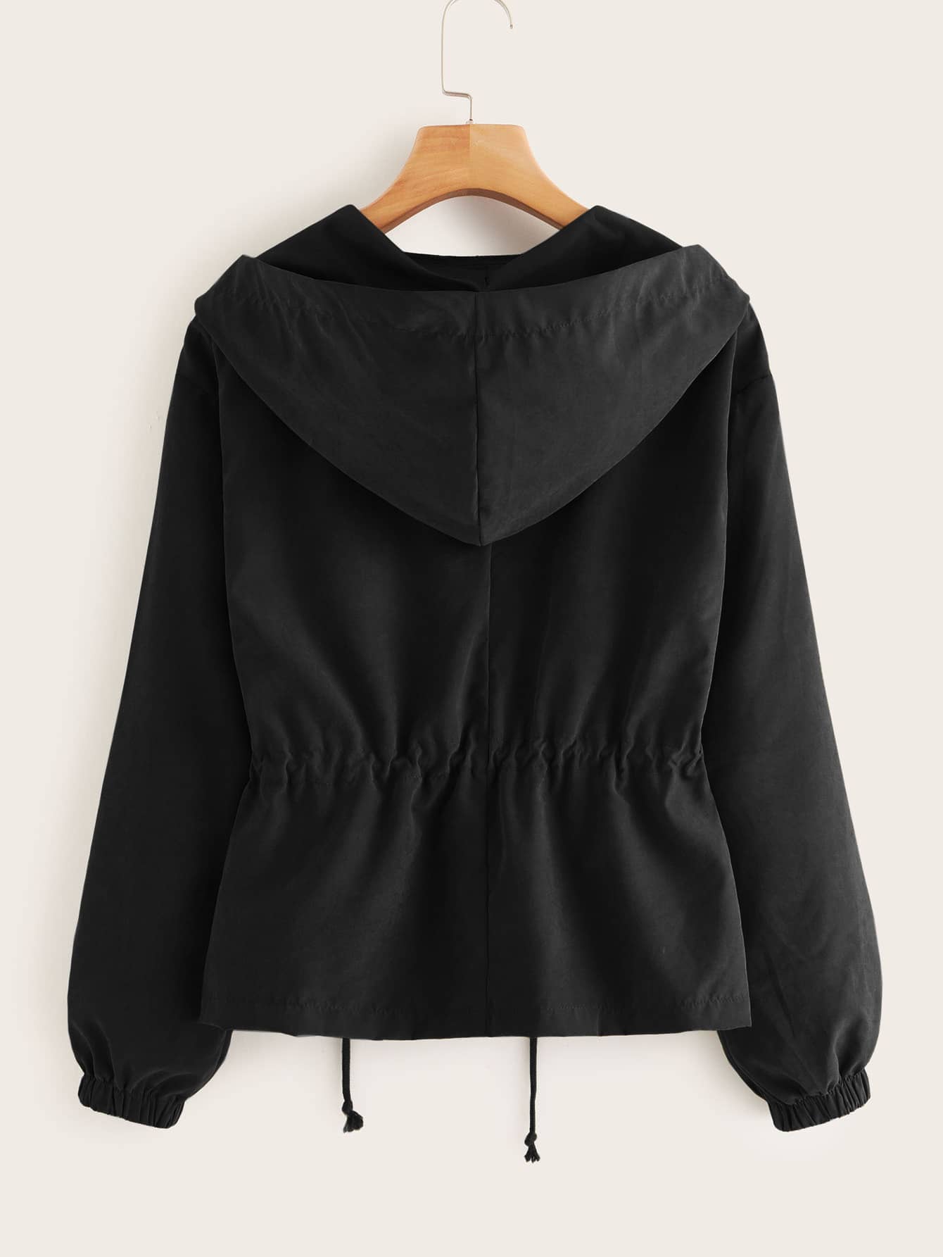 Zip Up Drawstring Hooded Jacket - INS | Online Fashion Free Shipping Clothing, Dresses, Tops, Shoes