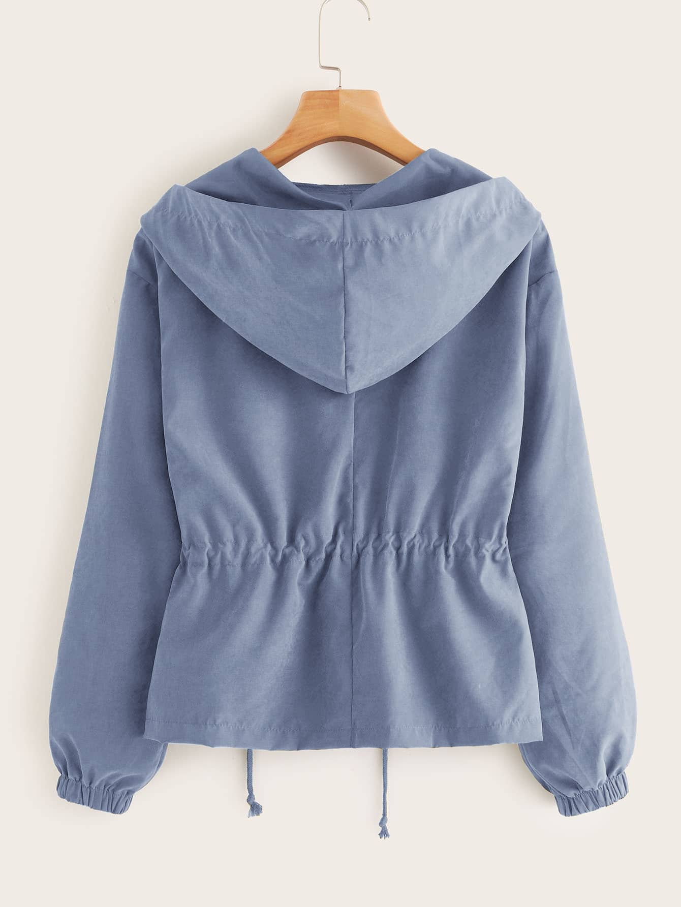 Zip Up Drawstring Hooded Jacket - INS | Online Fashion Free Shipping Clothing, Dresses, Tops, Shoes