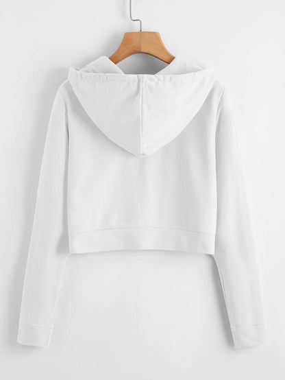 Zip Up Drawstring Hoodie - Sweatshirts - INS | Online Fashion Free Shipping Clothing, Dresses, Tops, Shoes - 01/30/2021 - Casual - Color_White