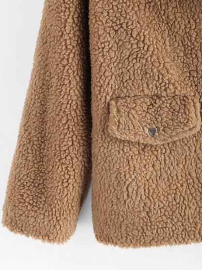 Zip Up Flap Pocket Teddy Coat - Coats - INS | Online Fashion Free Shipping Clothing, Dresses, Tops, Shoes - 02/07/2021 - 2XL - Brown