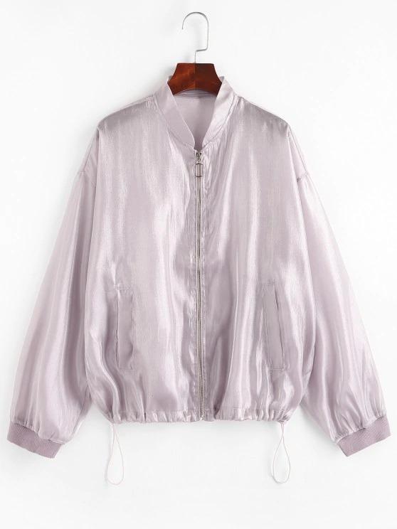 Zip Up Glitter Shiny Jacket - Jackets - INS | Online Fashion Free Shipping Clothing, Dresses, Tops, Shoes - 02/05/2021 - Casual - Color_Purple