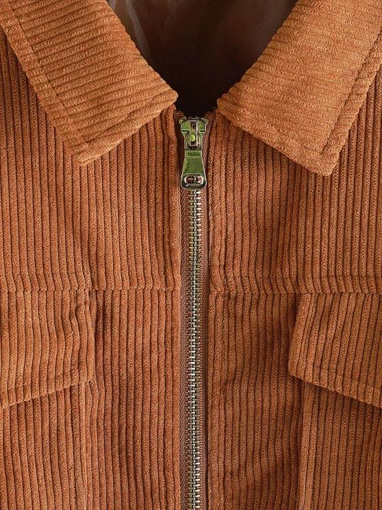 Zip Up Pockets Corduroy Cargo Jacket - Jackets - INS | Online Fashion Free Shipping Clothing, Dresses, Tops, Shoes - 02/05/2021 - Casual - Copper