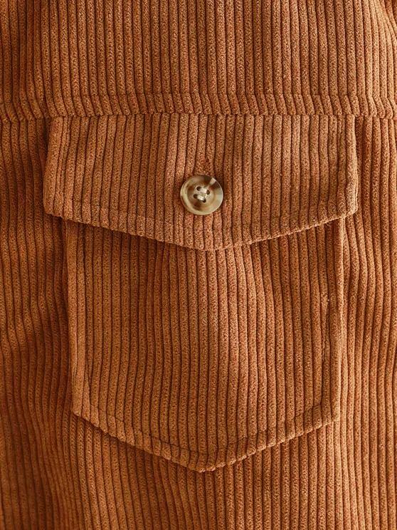 Zip Up Pockets Corduroy Cargo Jacket - Jackets - INS | Online Fashion Free Shipping Clothing, Dresses, Tops, Shoes - 02/05/2021 - Casual - Copper