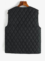 Zip Up Zippered Pockets Padded Vest - Coats - INS | Online Fashion Free Shipping Clothing, Dresses, Tops, Shoes - 02/07/2021 - Black - Casual